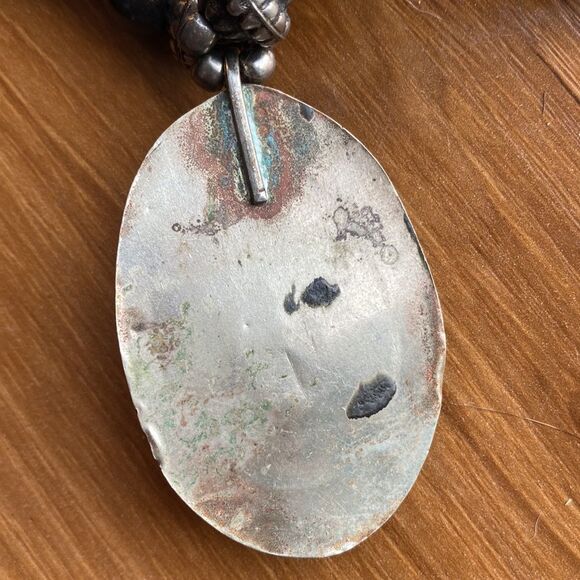 Tibetan Tribal Multi Semi Precious Stone with Turquoise Inlay Pendant Necklace - Picture 9 of 9